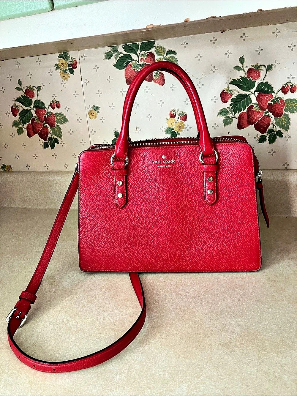 Kate Spade Red Pebbled Satchel